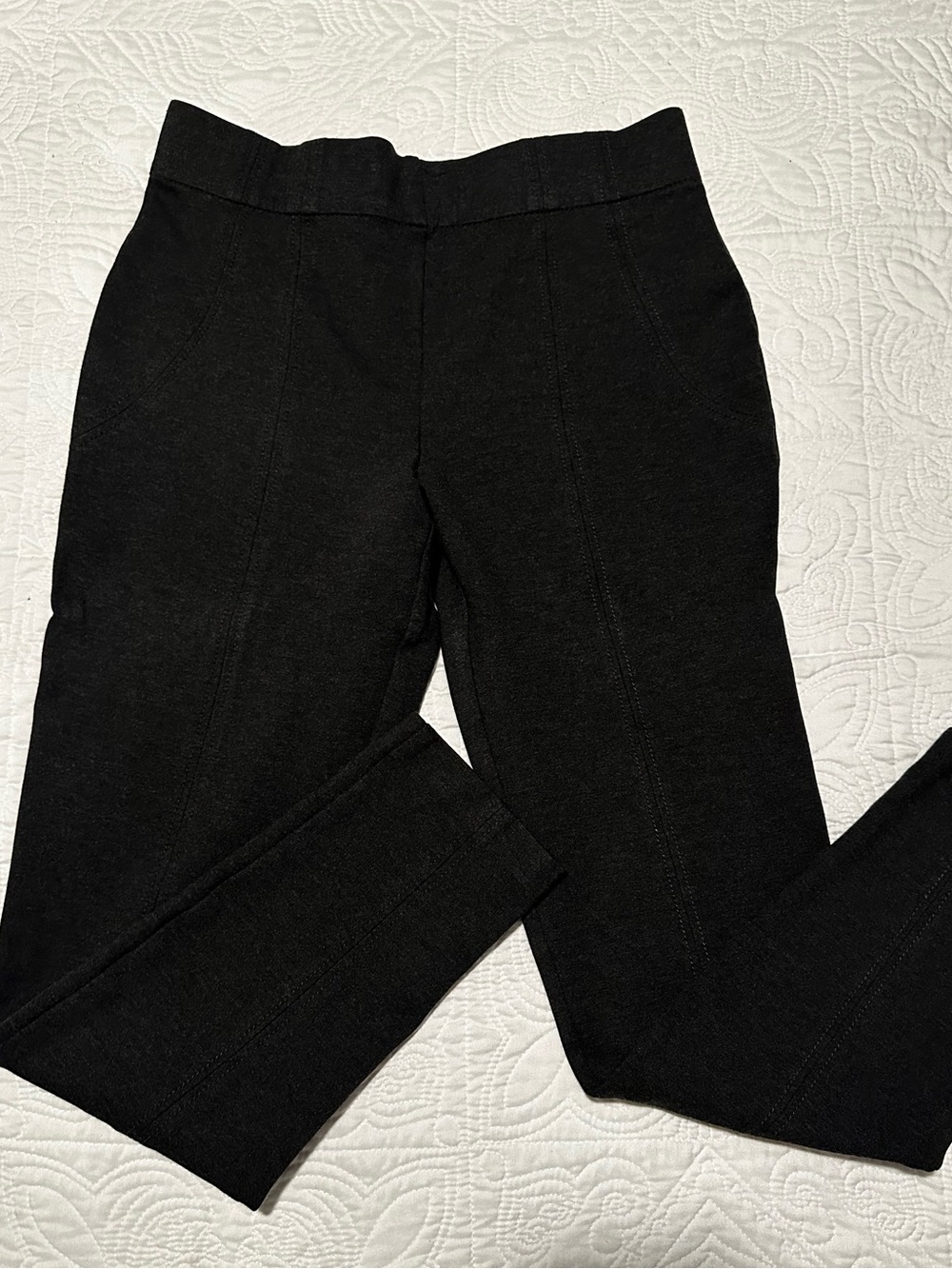 Thalian Charcoal Knit Skinny Pants with Stitched Seam Detail, Pull-on Sz 4